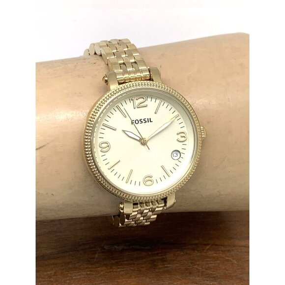 Fossil Women's Watch ES3181 Heather Quartz Gold Dial Stainless Steel 34mm - Picture 10 of 13